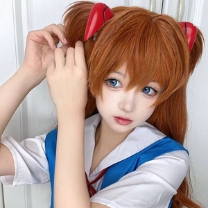 Mengtong วิกผมยาวคอสเพลย์สีส้มตรง Asuka Langley <span class=keywords><strong>Soryu</strong></span> กับกรงเล็บ ponytails ผมอะนิเมะประเภท - Product Image 6