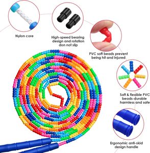 Bán buôn dài xử lý đính cườm jump rope phân đoạn jump rope cho Cardio phòng tập thể dục tập thể dục người lớn trẻ em trẻ em bỏ qua - Product Image 2