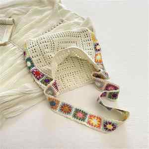 Bolso de hombro de malla hueca ligero de poliéster para mujer, estilo bohemio con encaje, plegable, de punto, para playa, otoño y verano - Product Image 5