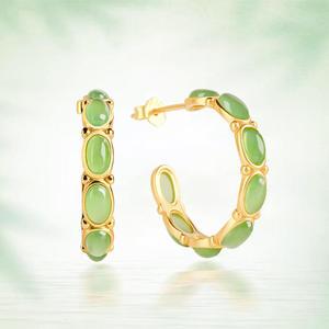 Pendientes de Jade Natural de Hotan con Incrustaciones de Plata S925, Joyería de Moda Sencilla para Mujer, Certificado de Tasación D988 - Product Image 1