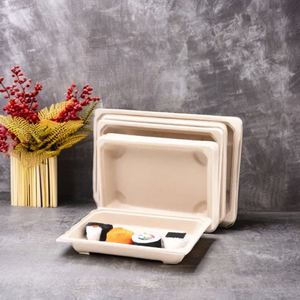 Barquette alimentaire jetable écologique en bagasse de canne à sucre biodégradable avec compartiment pour salade, collation, emballage de biscuits - Product Image 1