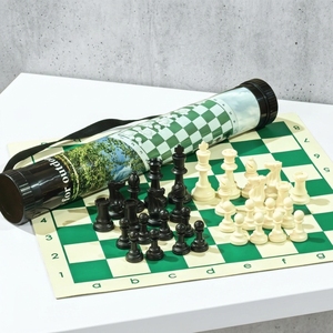 专业51厘米卷起式国际象棋棋盘，9.5厘米棋子带配重，带便携式管状袋，适合锦标赛、学校俱乐部比赛 - Product Image 1