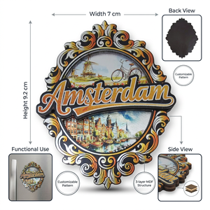 Imanes Personalizados de Recuerdo con Diseño de <span class=keywords><strong>Amsterdam</strong></span>, Impresión en Lámina de 3 Capas - Product Image 1