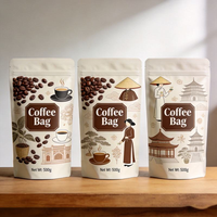 Sachet Doypack Personnalisé en Papier Kraft Qualité Alimentaire avec Fermeture Zip pour Emballage de Café