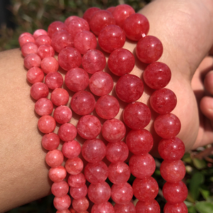 Moda 6/8/10/12MM perline di pietra allentata di giada rossa rodocrosite tinta rotonda per braccialetto collana fai da te - Product Image 5