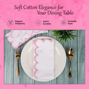 Vente en gros de serviettes en lin et coton personnalisées assorties de coutures brodées à bords festonnés de couleur rose cocktail 100% lin - Product Image 3