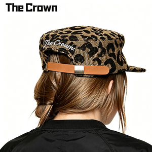 Casquette Cadet Personnalisée en Toile à Imprimé Léopard de Haute Qualité, Réglable, à Dessus Plat, avec Logo Brodé, Unisexe, Vente en Gros - Product Image 1
