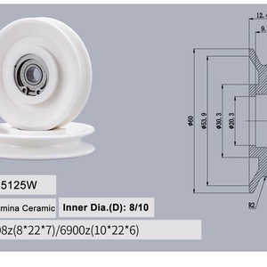 Roues de guidage entièrement céramiques 60*12,5 mm pour le tréfilage, personnalisables OEM, certifiées ISO9001 - Product Image 4