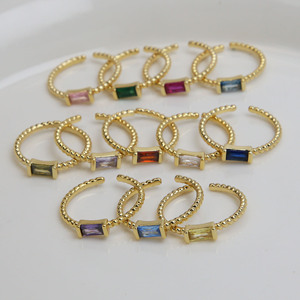Ensemble de bijoux classiques personnalisés pour femme : bagues ouvertes minimalistes en laiton avec <span class=keywords><strong>pierre</strong></span> de naissance des 12 mois et bracelets perlés - Product Image 6