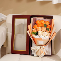 Bouquet de 18 fleurs de savon avec boîte-cadeau pour le jour de Thanksgiving Bouquet de roses de savon artificiel de Noël