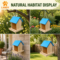 Mangeoire à oiseaux en bois bleue à suspendre pour l'extérieur avec panneau de visualisation clair, décoration de jardin, kit de nichoir DIY, OEM