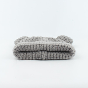 Couleur unie Mignon Petit Ours Enfant Bonnets Tricoté Chapeau Épaissir Chaud Doux Stretch Crâne Cap Personnalisez Votre Logo - Product Image 4