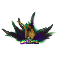 PartyDots Brassard et bandeau à plumes à paillettes tricolores Accessoires de Mardi Gras à la mode de la Nouvelle-Orléans pour les décorations de fête