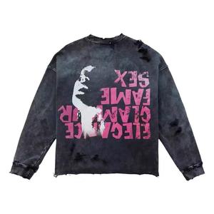 <span class=keywords><strong>Felpa</strong></span> da Uomo con Collo Rotondo in Stile Distruttivo Americano Retrò di <span class=keywords><strong>Los</strong></span> <span class=keywords><strong>Angeles</strong></span>, Design Avant-garde, Lavaggio Intenso - Product Image 5