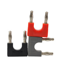 Fiche banane court-circuit espacement 4mm 19mm laiton nickelé Double rangée adaptateur deux paires fiche banane
