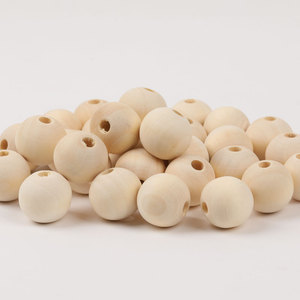 Cuentas de madera natural de 20 mm redondas con agujero para manualidades, accesorios para la fabricación de joyería. - Product Image 2