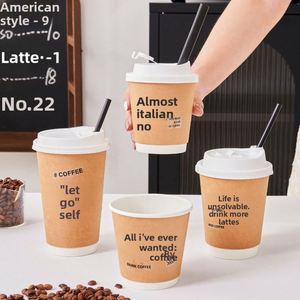 Costom Disposable Coffee Cup <b>Thick</b> Kraft <b>Paper</b> Straw for Home Commercial Use for Hot Drinks Takeout Instagram-Style Packaging - Product Image 2