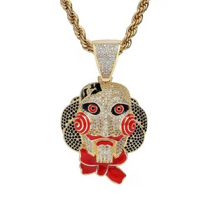 Collar con Colgante de Latón Chapado en Oro Único de BES, Estilo Hip Hop, Cabeza de Muñeca con Sierra, Máscara con Circonitas, Joyería Moderna para Aniversario - Product Image 4