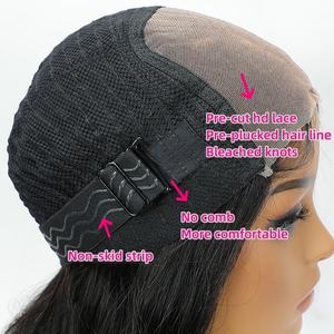 شعر مستعار بجزء دانتيل أمامي كامل خالي من الغراء شعر بشري محاذى للجلد شعر مستعار بدانتيل كامل عالي الكثافة خالي من الغراء شعر مستعار بإغلاق دانتيل 5×8 للنساء السمراوات - Product Image 3