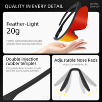 YUEDIO Vente en gros en stock, ensemble de 3 verres interchangeables, lunettes de cyclisme, monture TR90, protection UV400, lunettes de sport d'extérieur avec étui en EVA