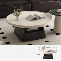 Ensemble de table basse ronde moderne avec base en bois brun et table d'appoint, meubles de salon pour la maison, décoration d'hôtel