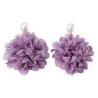 Fiesta de vacaciones exagerada grande Floral flor grande oreja joyería último modelo moda Hada tela flor pendientes para mujer