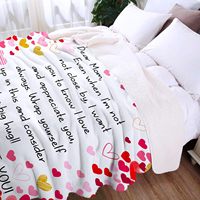 Couverture personnalisée en molleton de flanelle à motif de cœur «Je t'aime maman» 100% polyester couleur unie de fille/fils