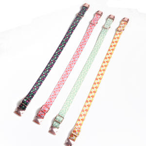 Colliers pour <span class=keywords><strong>chien</strong></span> en sangle épaisse de la série Designer, 12 couleurs, best-sellers, avec boucle en or rose, imprimé floral, toutes saisons - Product Image 5