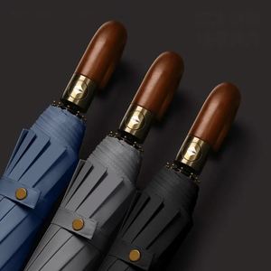 New Buy Bulk Wooden Handle Designer Auto Sunshade Customized Compact Rain Automatic <b>Windproof</b> 3 Folding <b>Umbrella</b> - Product Image 4