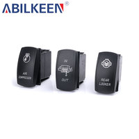 Interruptor basculante universal de 7 pines para cabrestante, con símbolo láser de entrada/salida, clasificación de 20A, con indicador LED para paneles de control de cabrestantes de posventa
