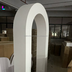 LEDA Minimalist Style White Arch Curved White Lighted Wedding <b>Backdrop</b> <b>Stand</b> for Wedding Event Party - Product Image 5