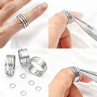 Bague ouverte en acier titane électroplaqué YC, faite à la main, petites, moyennes et grandes tailles, avec perles suspendues, accessoire de bijouterie DIY