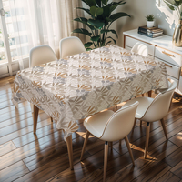 Nappe carrée imperméable RNPT à motif feuilles d'or, nappe réutilisable en PVC pour camping et jardin