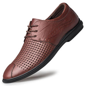 Zapatos de Vestir con Cordones de Cuero Genuino con Diseño Calado, Nuevos para Primavera y Verano |   Zapatos de Cuero Transpirables Casuales para Hombre de Talla Grande - Product Image 3