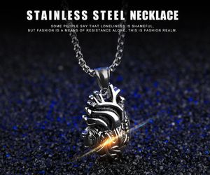 Moda Punk corazón joyería hombres Acero inoxidable anatómico órgano corazón medallón colgante collar para hombres - Product Image 5