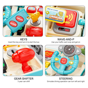 Jouets éducatifs pour enfants, <span class=keywords><strong>bus</strong></span>, cadeaux d'anniversaire, roue en plastique, engrenage, simulation de <span class=keywords><strong>volant</strong></span>, <span class=keywords><strong>bus</strong></span> scolaire, lumière et musique - Product Image 4