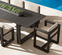 Ensemble de salle à manger moderne pour patio, jardin et hôtel, résistant aux intempéries, couleur personnalisée, table rectangulaire en aluminium thermolaqué durable pour l'extérieur