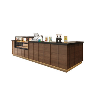 Koffieshop houten servicebalie met geïntegreerde kassa, displaykast en grote opbergruimte - Product Image 5