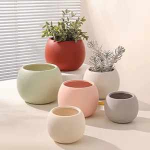 Atacado cor personalizada rodada suculento plaant potes casa jardim decoração cerâmica plater vasos de flores