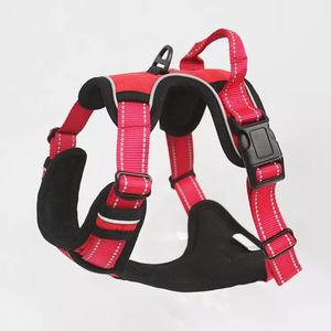 赤いソリッドポリエステル調整可能反射大きな大型犬ハーネスエコフレンドリー耐久性 - Product Image 1