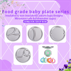 Myjoybee Herbruikbare Onbreekbare RVS Siliconen Baby Voedingsbord Verdeeld Bord met Siliconen Zuignap voor Baby's - Product Image 2