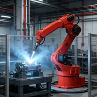Robot de soudage et de découpe laser 6 axes certifié CE, 12 kg, 1463 mm ±0,05 mm, réducteur harmonique OEM pour cellule de traitement laser