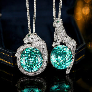 New <b>Hot</b> Sale Zhuang Shengsheng Jewelry Simulation Bird's Nest Chopala Green Retro Leopard Pendant Necklace Main Stone <b>18</b>*20 - Product Image 3