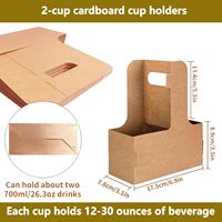 Einfach zu Montierendes Design Umweltfreundliche Papierfaser Lieferzubehör Braune Kraftpapier 2-Becher-Getränketräger für Heiße & Kalte Getränke