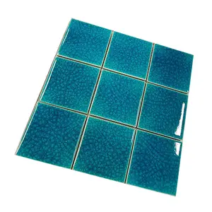 100x100mm Thick ice crack shower bathroom tiles wall green mosaic wall art mirror tiles glass