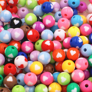 12mm Color-Matched Double-Color Heart-Shaped Acrylic/<b>Plastic</b>/Lucite Straight-Hole <b>Bead</b> DIY Handmade Fashion High Quality Jewelry - Product Image 1