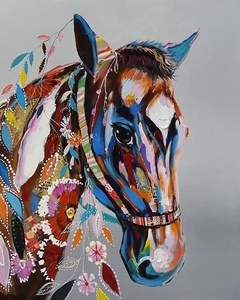 Venta al por mayor Animal <span class=keywords><strong>caballo</strong></span> pintura al óleo hecha <span class=keywords><strong>a</strong></span> mano arte de la pared para la decoración del hogar - Product Image 1