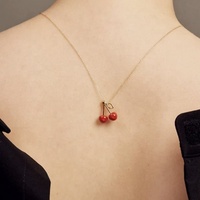 Lente Zomer Herfst Winter Nieuwe Rode Fruit Kersen Hanger Ketting 925 Zilver Niche Design Accessoires