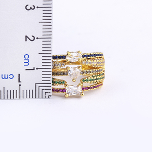Qiku Bohemia Nhiều Lớp Cầu Vồng Pha Lê Có Thể Điều Chỉnh Nhẫn Đồng Zircon Hình Bầu Dục Hình Chữ Nhật Trái Tim Rhinestone Trang Sức Phụ Kiện Quà Tặng - Product Image 6