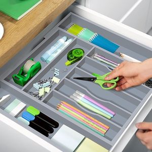Organizador de cajones de bambú Royal Craft Wood, se extiende de 13 a 19.6 pulgadas para almacenamiento en la cocina - Product Image 3